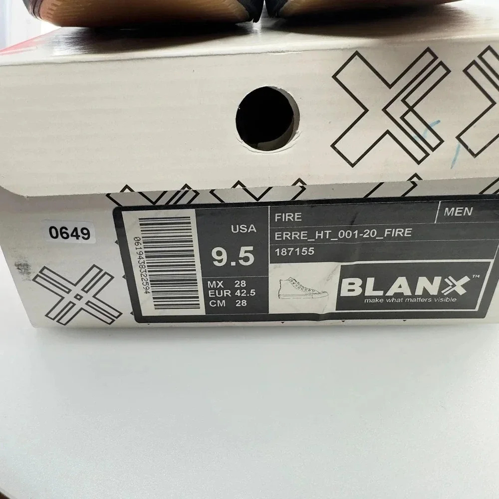 Blanx Mens Blanx Erre Fire Canvas Sneakers High Top White/Black Size 9.5 187155 - Picture 7 of 7